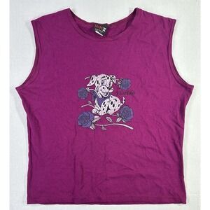 Vintage M&M II Dalmatian Dog Rose Graphic Sleeveless T-Shirt Florida USA